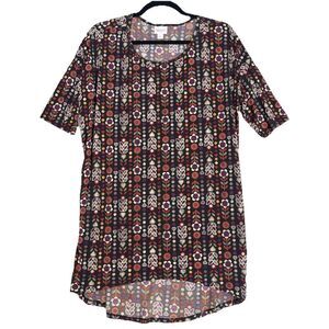 LuLaRoe Shirt Tunic‎ Womens Size Small Irma Multicolor Floral Oversized Stretch